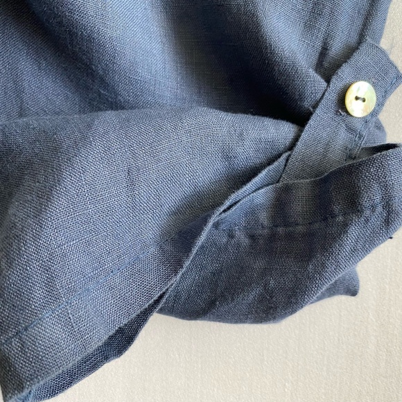 NAVY BLUE LONG 100% LINEN TUNIC / DRESS. Sz M. BOHO/LAGENLOOK. MADE IN ITALY - Picture 13 of 15